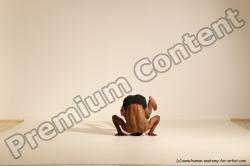 Underwear Gymnastic poses Man Black Athletic Black Dancing Dreadlocks Dynamic poses Academic